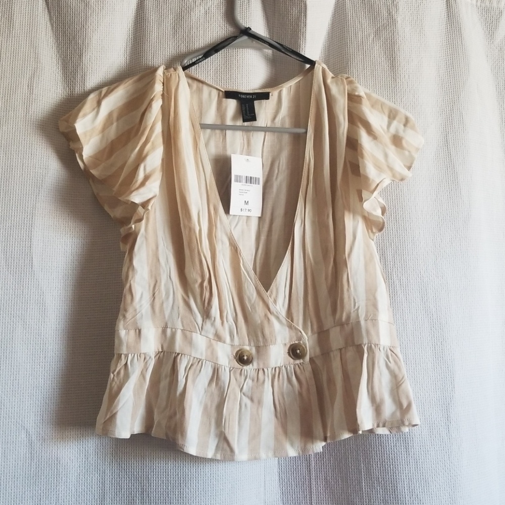 Striped Button Crop Top